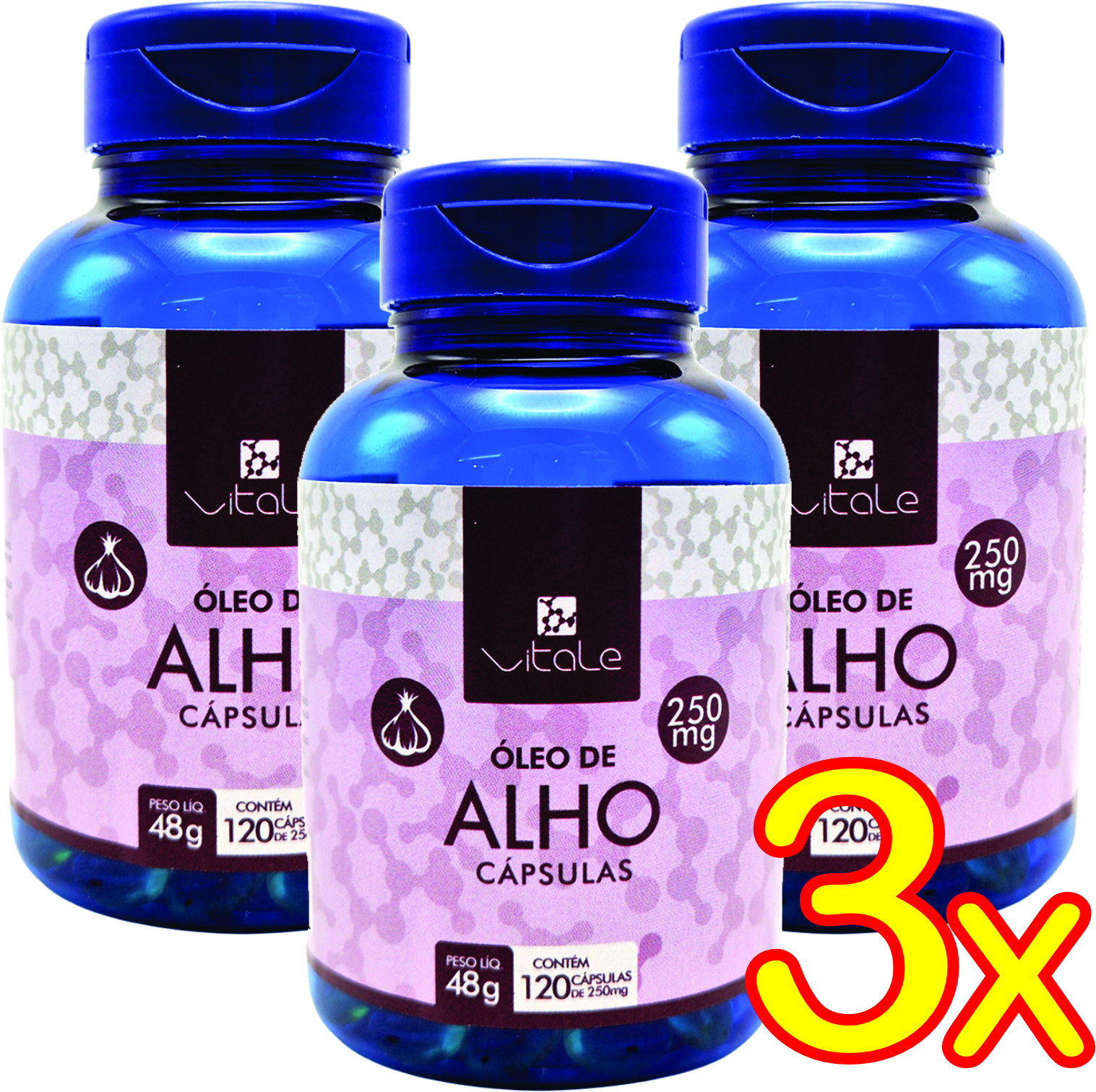 KIT 3x OLEO DE ALHO 250MG - 120 CPS