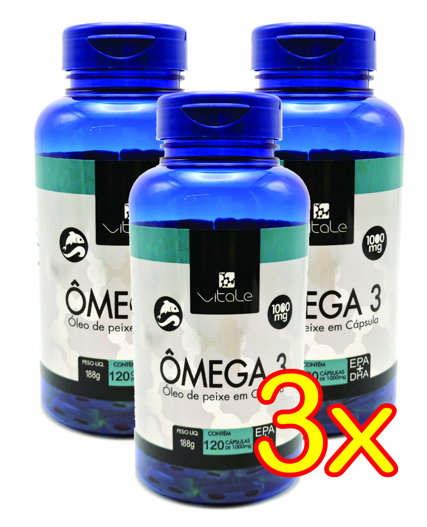 KIT 3X OMEGA 3 (OLEO DE PEIXE) 120 CPS - ...